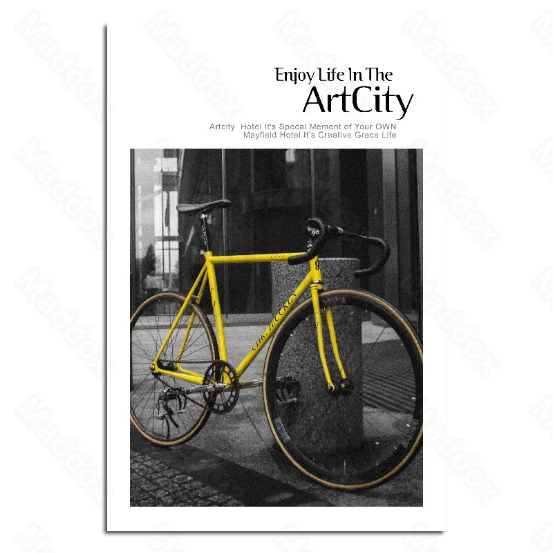 

Waterproof Ink Western-Style Street Landscape English Letters Black and White Background Color Fashion Decorative Painting