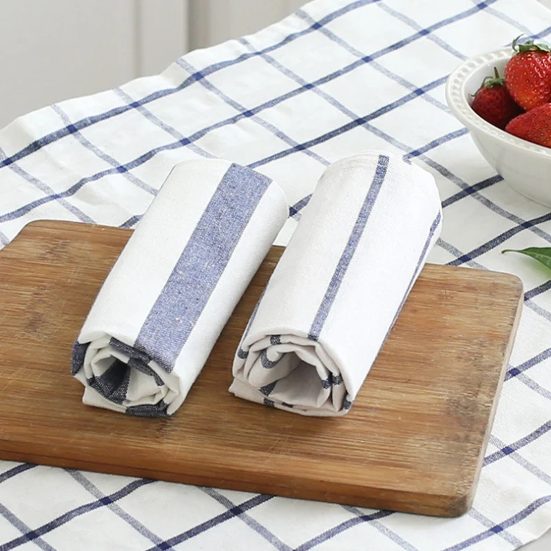 3 шт. Классическая Освежающая синяя полосатая клетчатая Скатерть Салфетка под