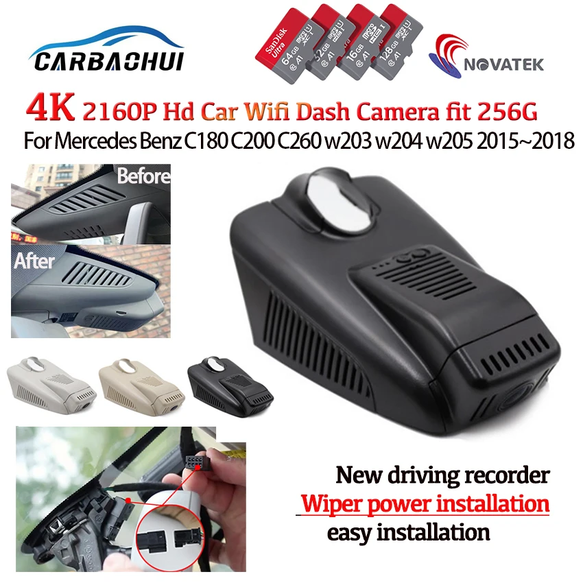 Автомобильный видеорегистратор 4K HD 2160P для Mercedes Benz C180 C200 c300 C260 w203 w204 w205 w213 2015 ~