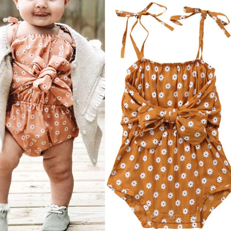 Хлопковая одежда в горошек с цветочным принтом комбинезон со шнуровкой боди