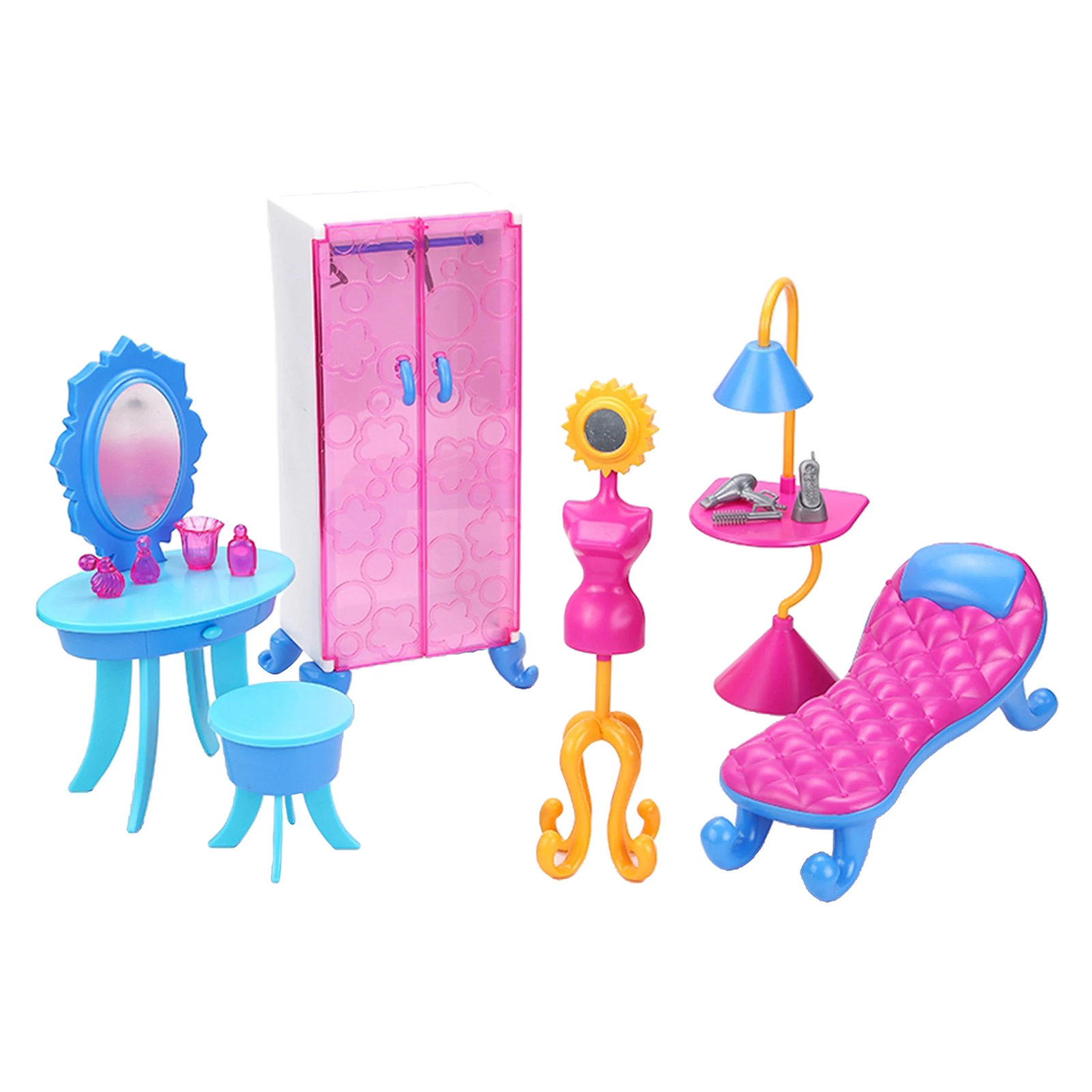 

Doll-House Furniture Set for 29cm Doll Wardrobe Dresser Chair