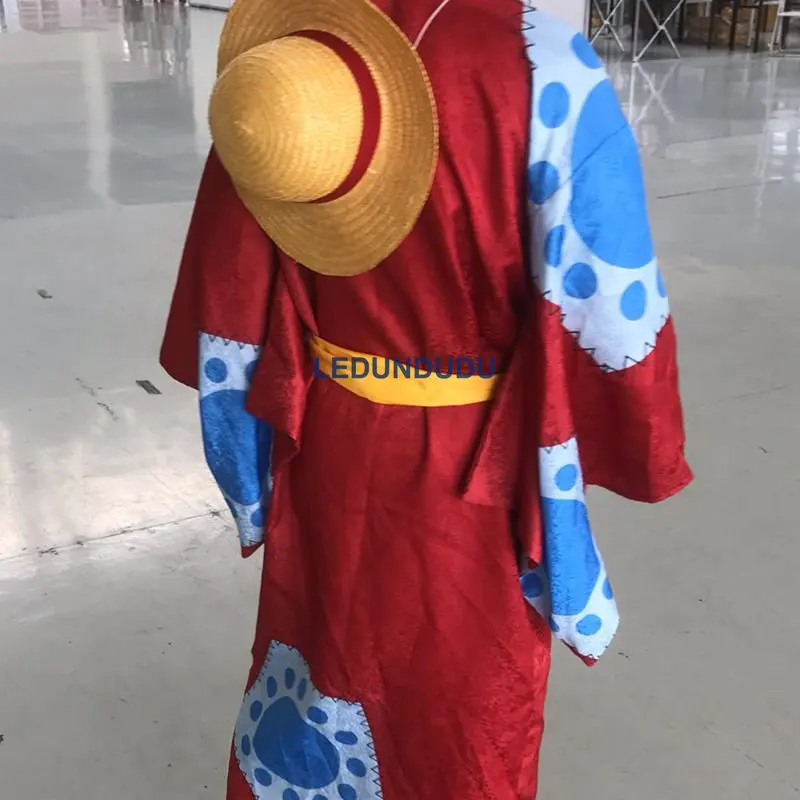 Фото Горячее аниме Wano Country Luffy кимоно халат косплей костюм для женщин и мужчин роскошная юката на Хэллоуин на заказ №2
