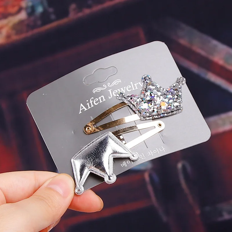 2PC Fashion Star Love Crown Children's series Hair Pins Barrettes lovely Girls Grips Alloy Accessories HeadWear | Детская одежда и