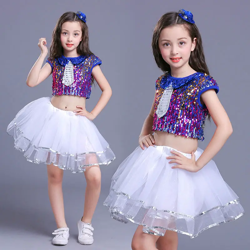 Детский сценический костюм с блестками из Горького флисового флиса газовая юбка