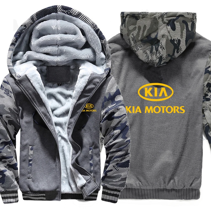 

KIA Motors Hoodies Winter Camouflage Sleeve Jacket Men Fleece KIA Motors Sweatshirts