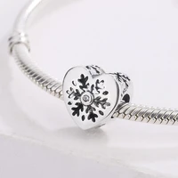 simple fashion designs 925 sterling silver snowflake openwork filigree heart beads pendant charm bracelet diy jewelry making