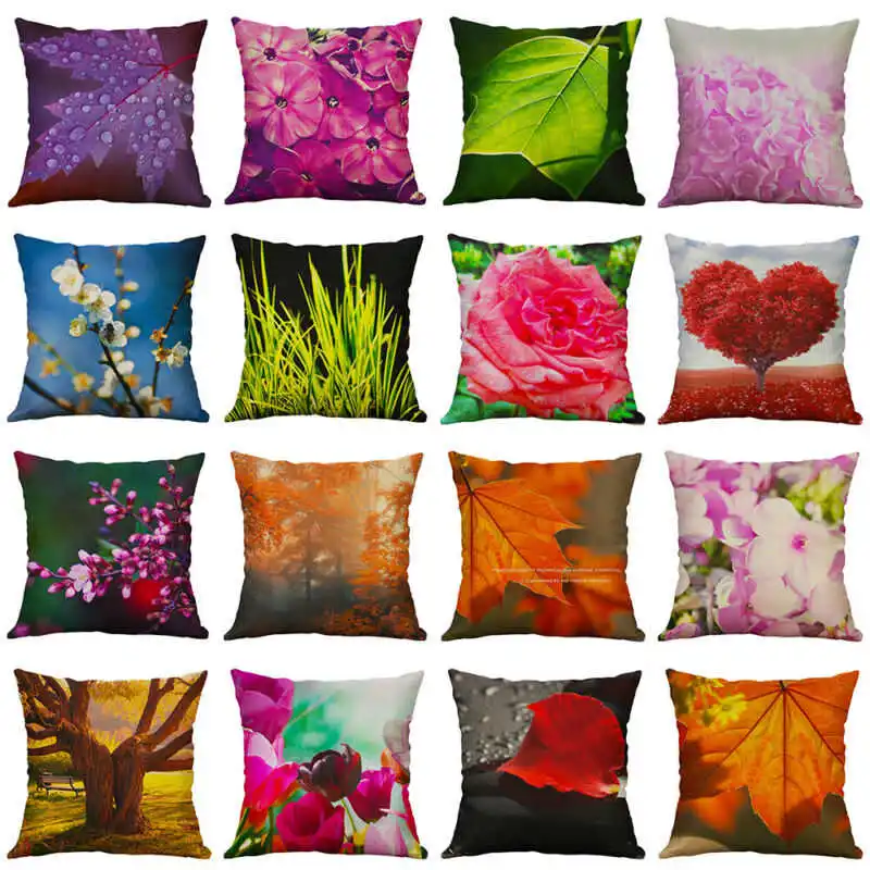 Растительная хлопковая льняная Подушка 18 ''цветок домашний диван Чехол для