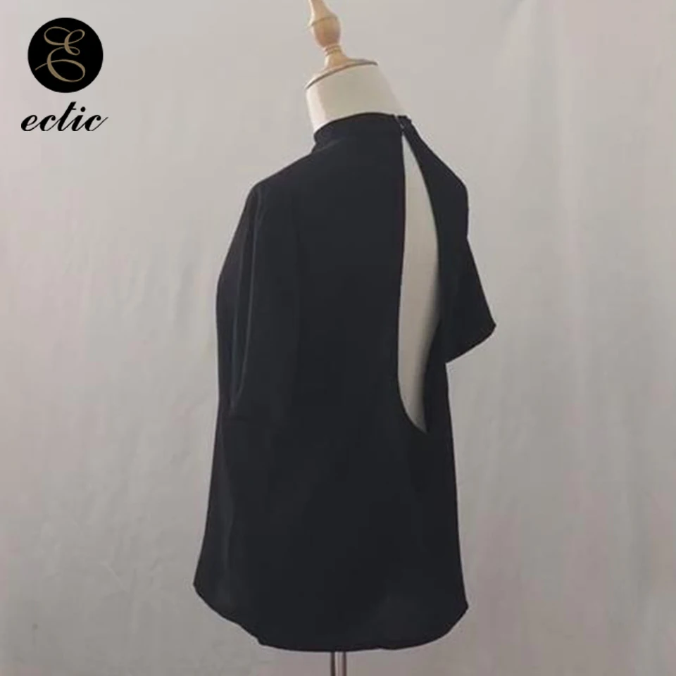 Сексуальное Открыть Спина Майка Без Спинки Круглый Воротник Топ Короткий Рукав