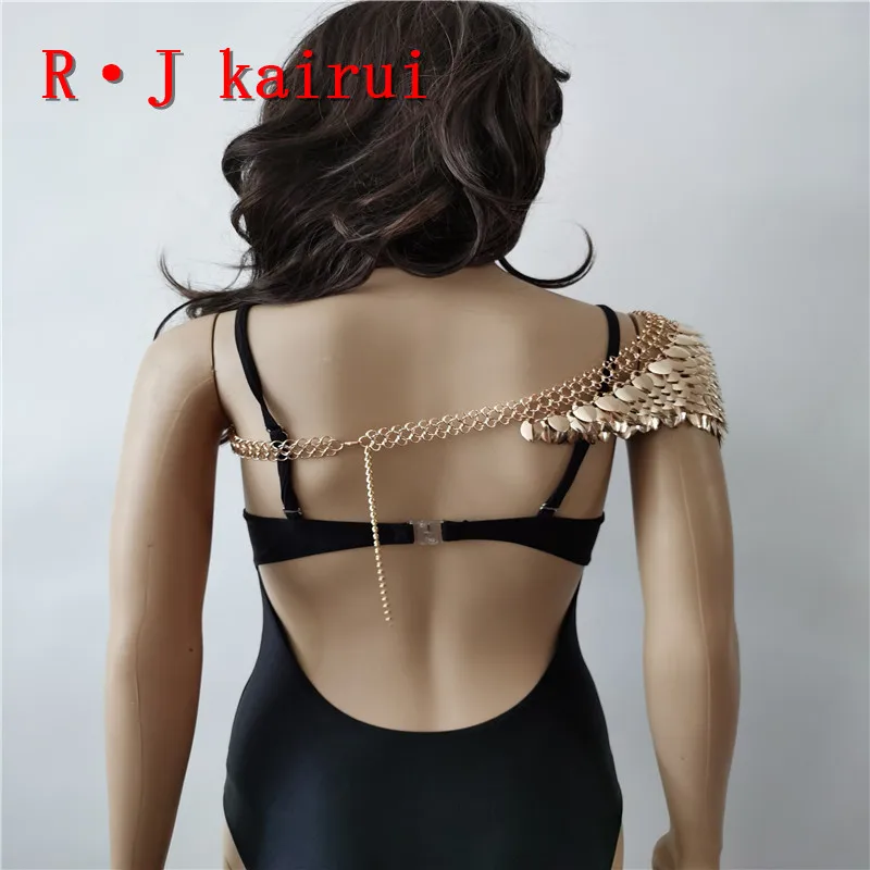 Новинка модная Наплечная Цепочка-чешуйчатка Золотая золотые Наплечные