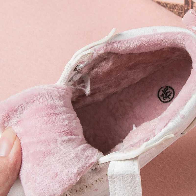 Детская обувь для девочек ботинки 2019 г. Зимняя теплая плюшевая из искусственной