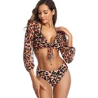 Женский леопардовый купальник-бикини с длинным рукавом, 2021