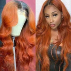 Парик из натуральных оранжевых волнистых волос с эффектом деграде 1B, плотность 180%, предварительно выщипанные волнистые волосы Реми