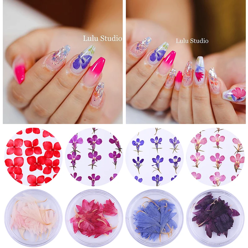 Сушеные цветы украшение для ногтей натуральная наклейка в виде цветка 3D сухие