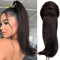 difei 40cm synthetic short straight ponytail natural black brown fake ponytail heat resistant ponytail wig for female hair tail