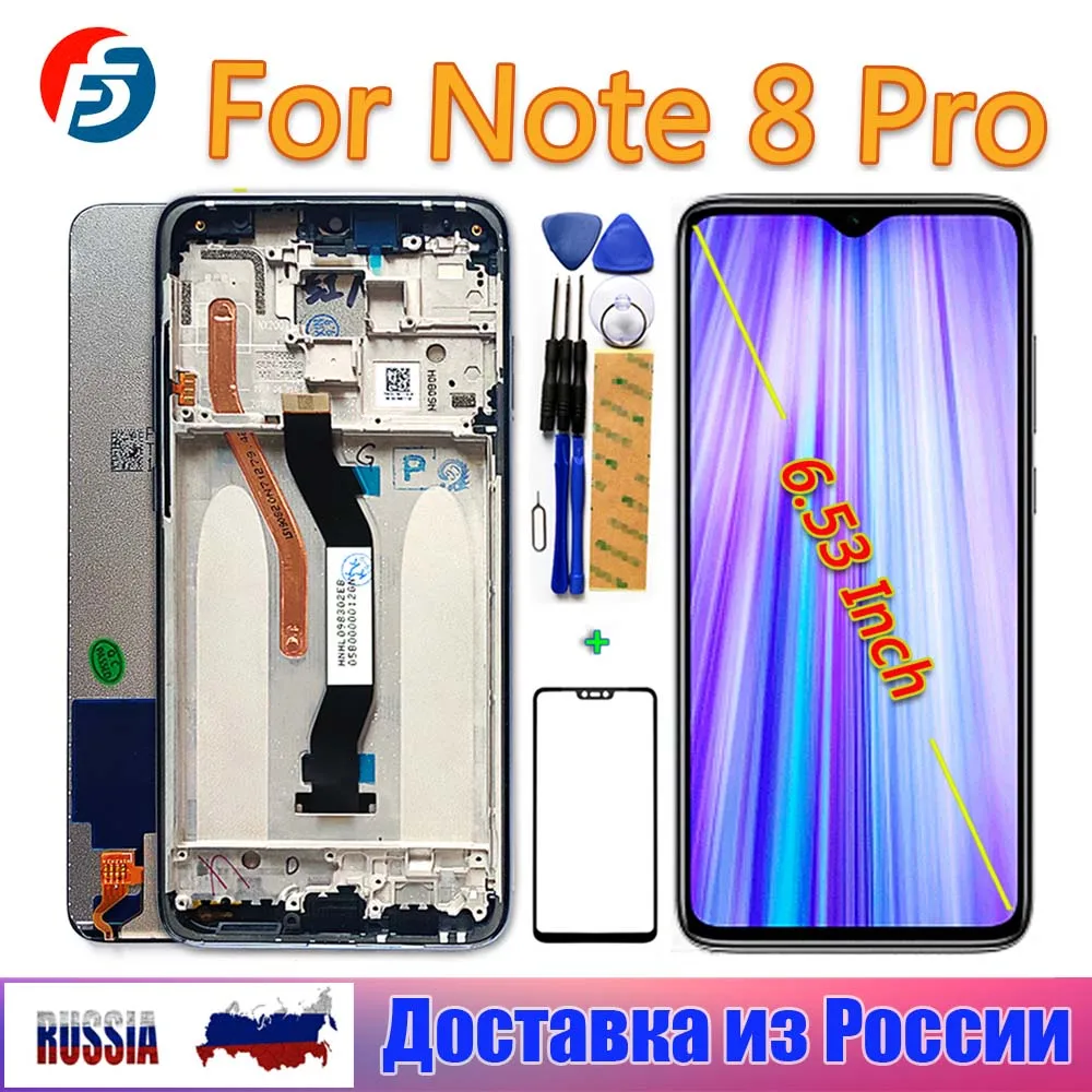 ЖК дисплей 6 53 дюйма с дигитайзером в сборе для Xiaomi Redmi Note 8 Pro|Экраны мобильных