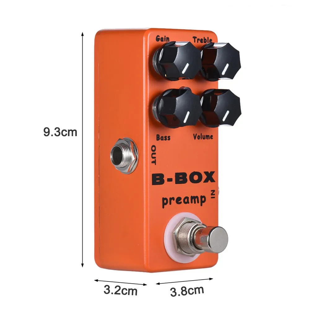 

Mini Guitar Effects B-Box Electric Guitar Basses Preamp Overdrive Effect Pedal True Bypass Gain/Volume/Bass/Treble LED Light