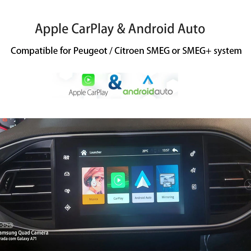Беспроводной автомобильный интерфейс Apple CarPlay Android с функцией AirPlay Mirror Link для Peugeot