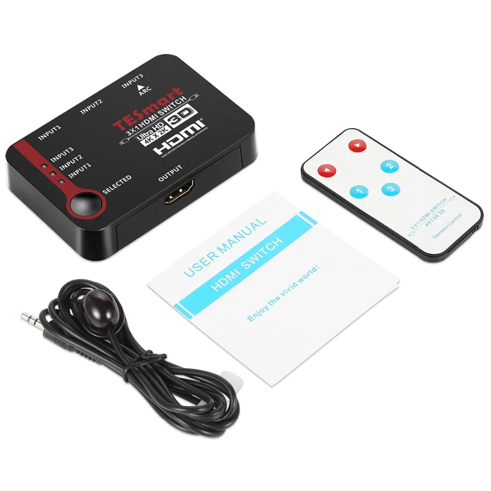 Автоматический переключатель 3 порта Ultra HD 4K видео HDMI коммутатор 3 в 1 выход HDMI коммутатор 3x1 ИК пульт дистанционного управления для 4K ТВ HD ТВ PS3 PS4 DVD