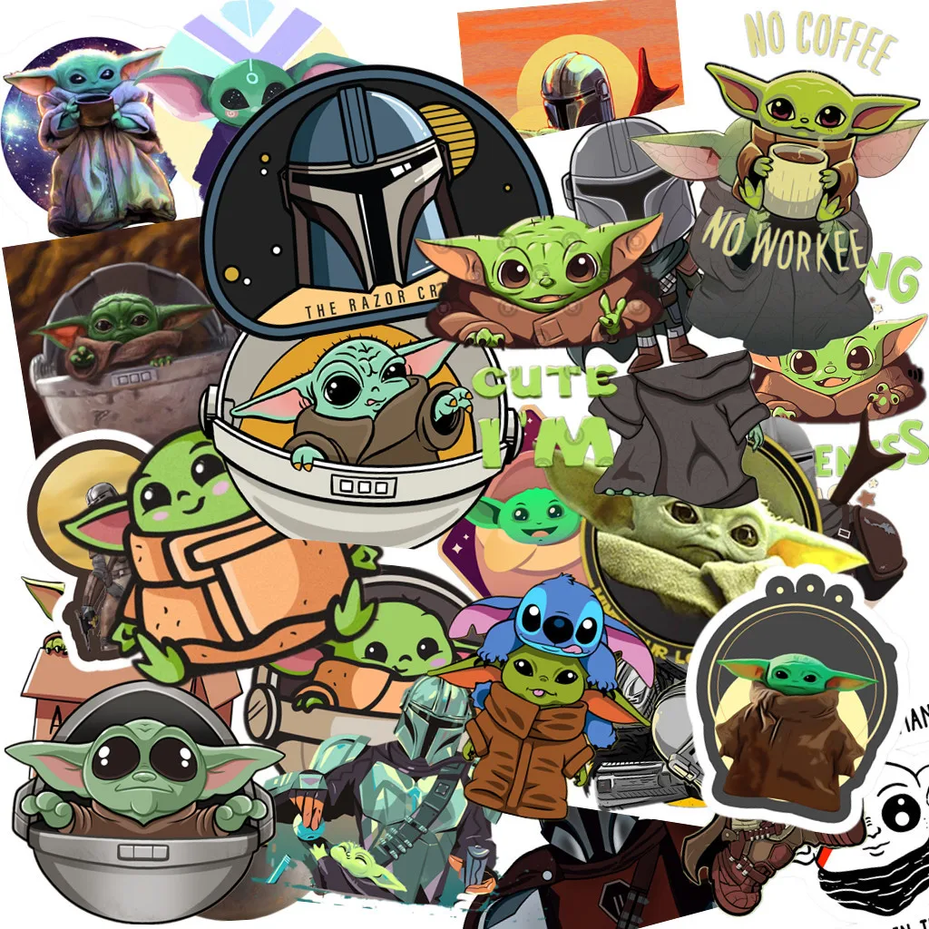 Большая наклейка Baby Yoda Mandalorian Водонепроницаемый скейтборд чемодан мотоцикл