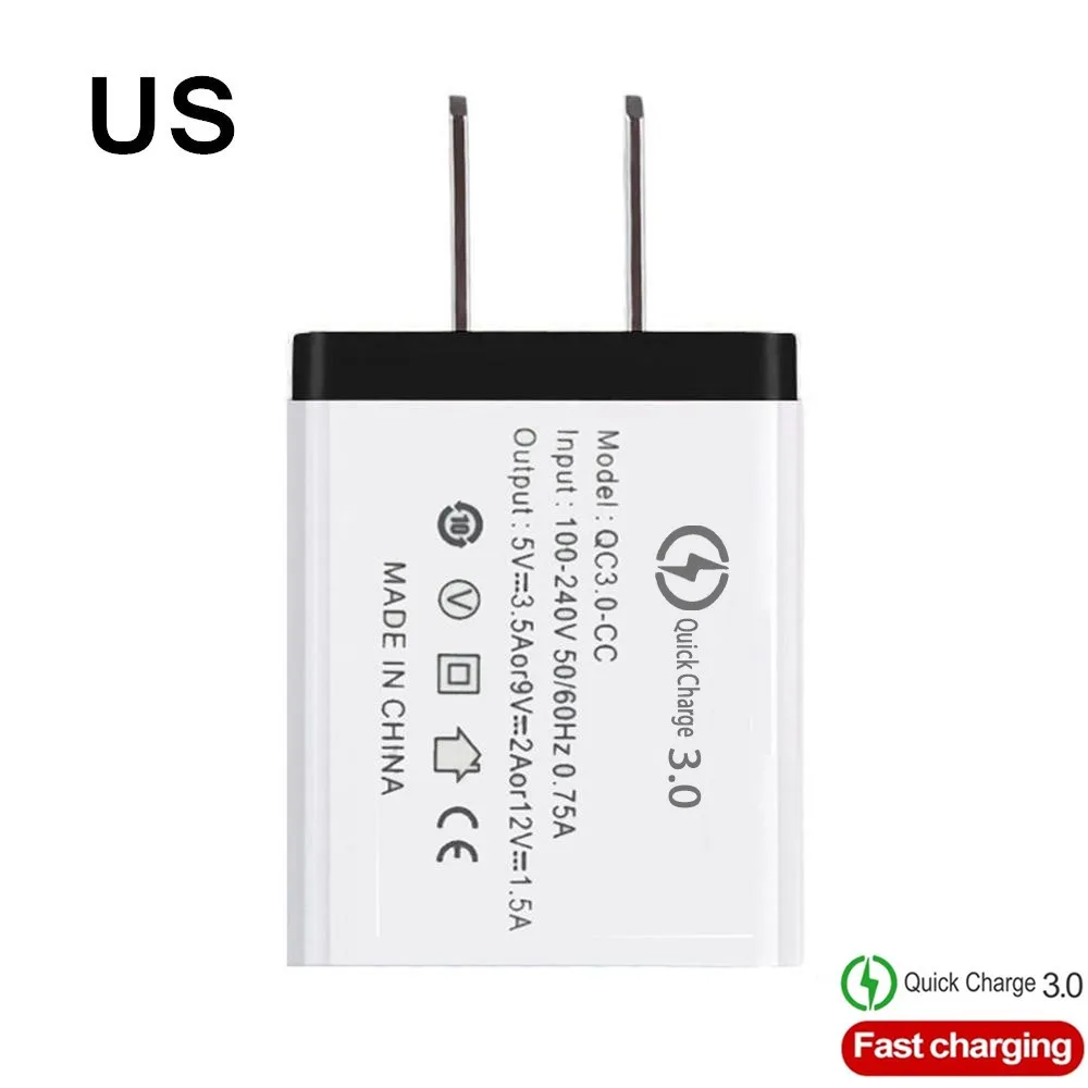 Быстрая зарядка 3,0 USB зарядное устройство EU/US штепсельная Вилка для путешествий 5V 3.5A быстрое зарядное устройство адаптер для iphone Xiaomi huawei планшеты зарядное устройство для телефона - Тип штекера: US  Black