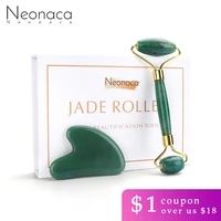 neonaca facial massage roller skin care beauty set box rose quartz jade roller guasha board tools set for chin back neck body