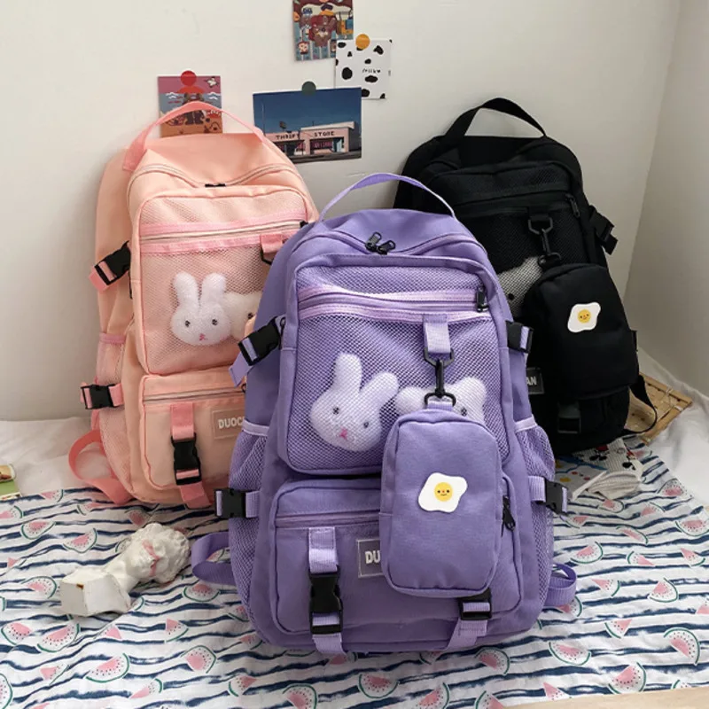 

Милый нейлоновый женский рюкзак, рюкзак для книг, водонепроницаемый рюкзак для девочек-подростков, школьная сумка, милый студенческий рюкз...