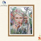 Картины с изображением красавиц, DMC, хлопковые нитки для рукоделия, 11CT, 14CT, наборы для вышивки крестиком, для рукоделия