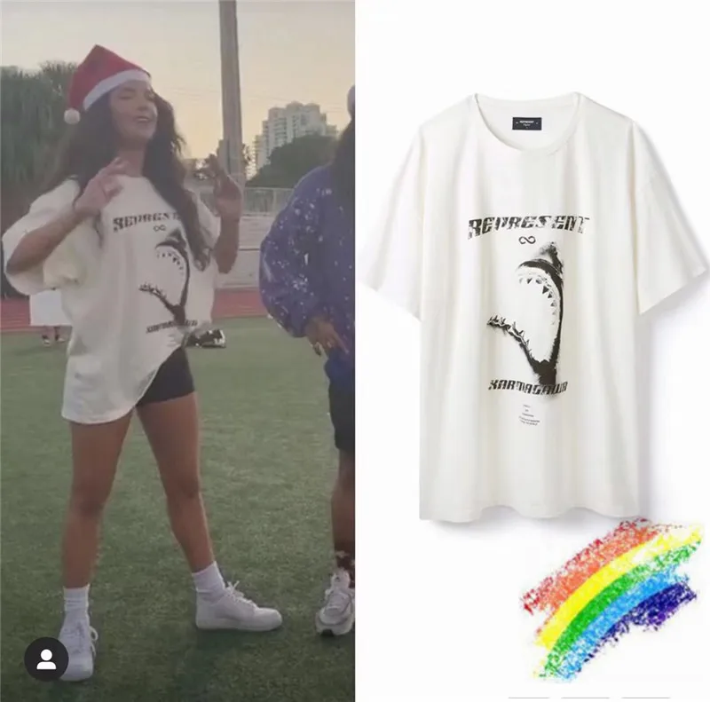 Футболка оверсайз с принтом акулы для мужчин и женщин|Мужские футболки| |