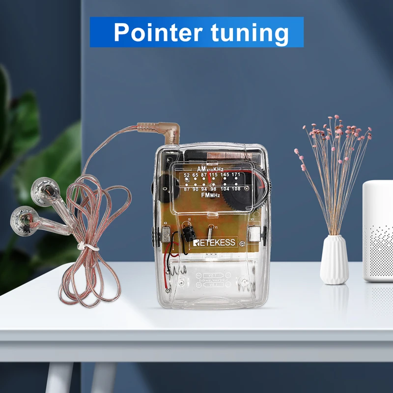 RETEKESS 10Pcs TR624 Transparent Portable Radio AM / FM Pointer Tuning Support Headphones Used for Church Conference Museum | Электроника