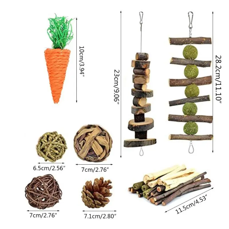 

10Pcs/Set Hamster Chew Exercise Toys Natural Wooden Playing Exercise Teeth Care Chewing Activity Toy Gifts for Rabbits E7CC