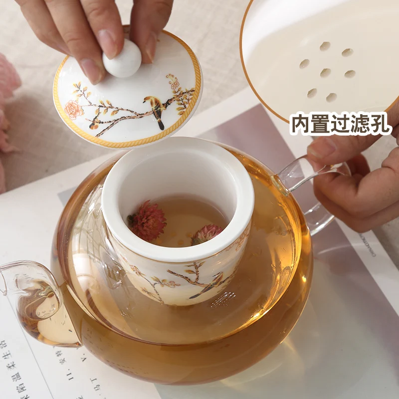 Керамический чайный сервиз с фруктами цветами Континентальный пасторальный