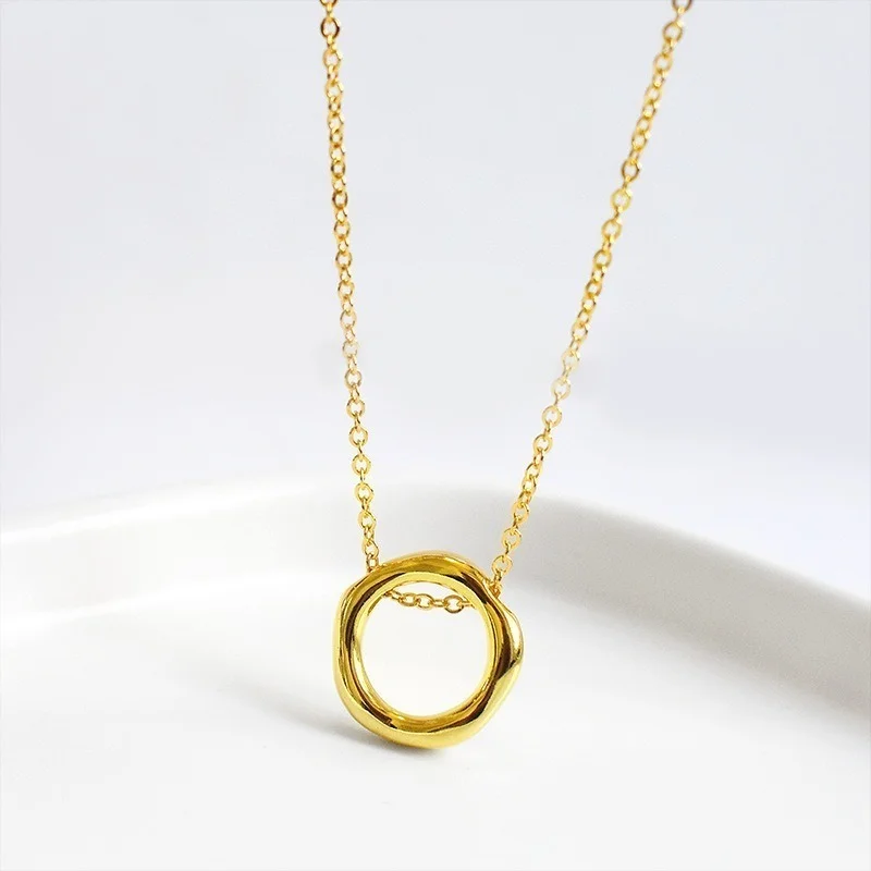 

Simple Design Gold Color Big Circle Pendant Long Necklace Women Fashion Gold Color Figur Medallion Pendant Long Necklace