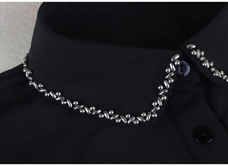 Женская рубашка с отложным воротником Linbaiway черная одежда со съемным блузка