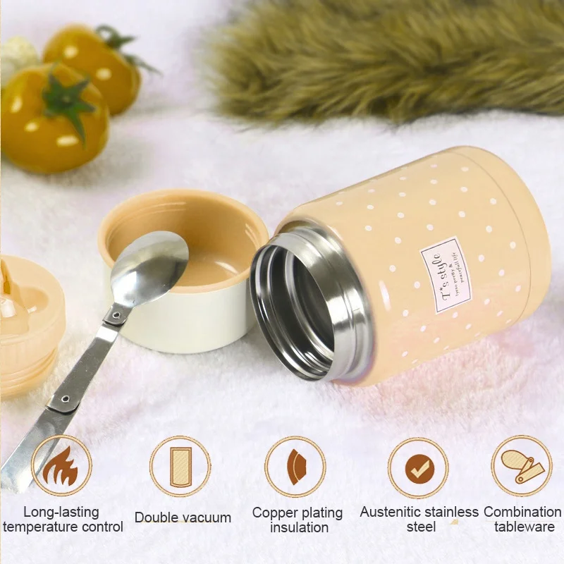 Food Jar Thermos and Folding Spoon Thermal Lunch Box Children Termos Colorful Soup Jar Portable Bag For Food With Container