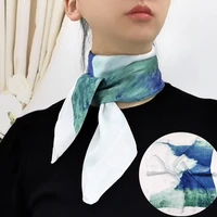 new 2020 women silk scarf square headband foulard lady shawls wraps print office small neck scarves kerchief bandana pashmina