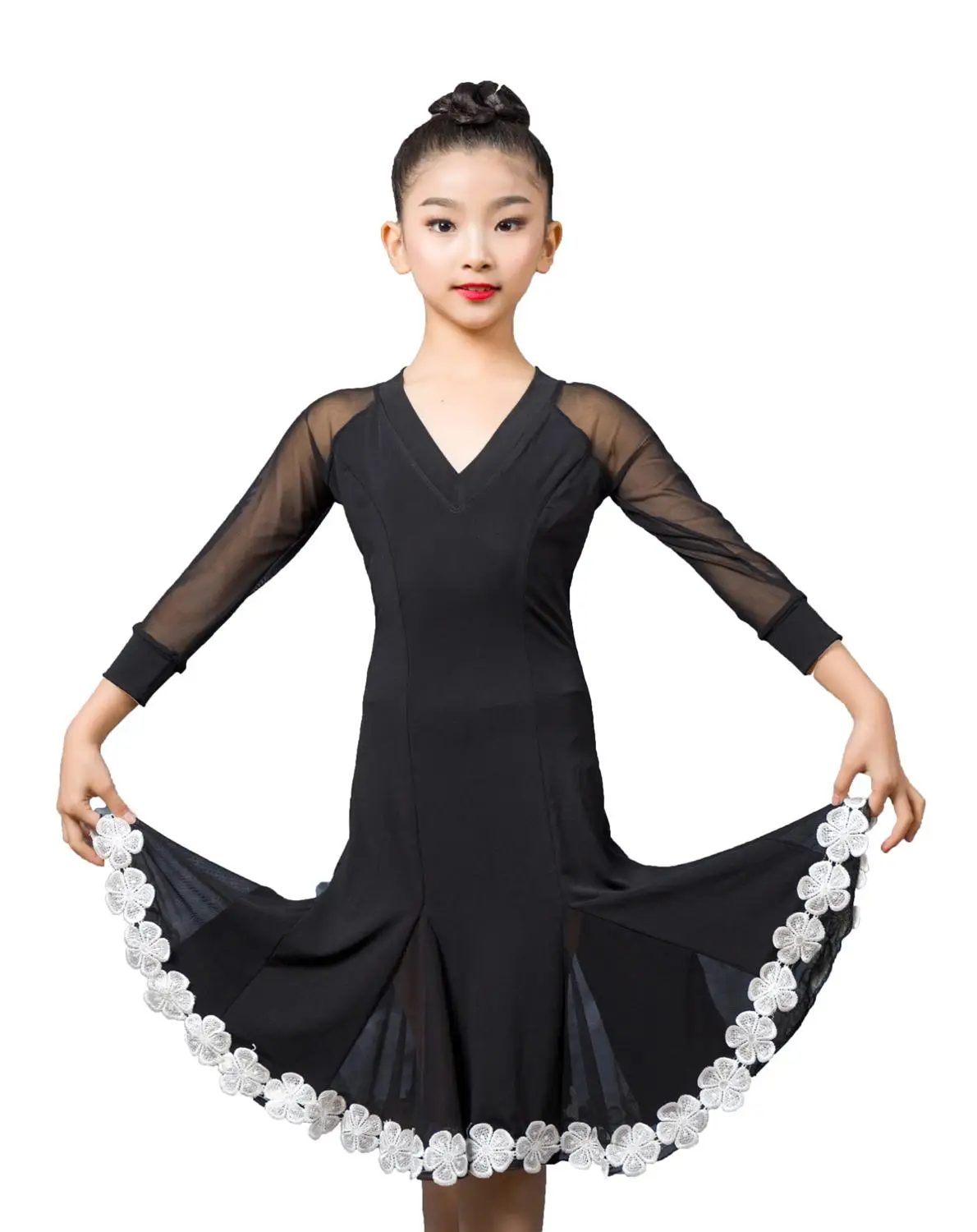 Детское платье для латиноамериканских танцев GD3054 профессиональное кружевное