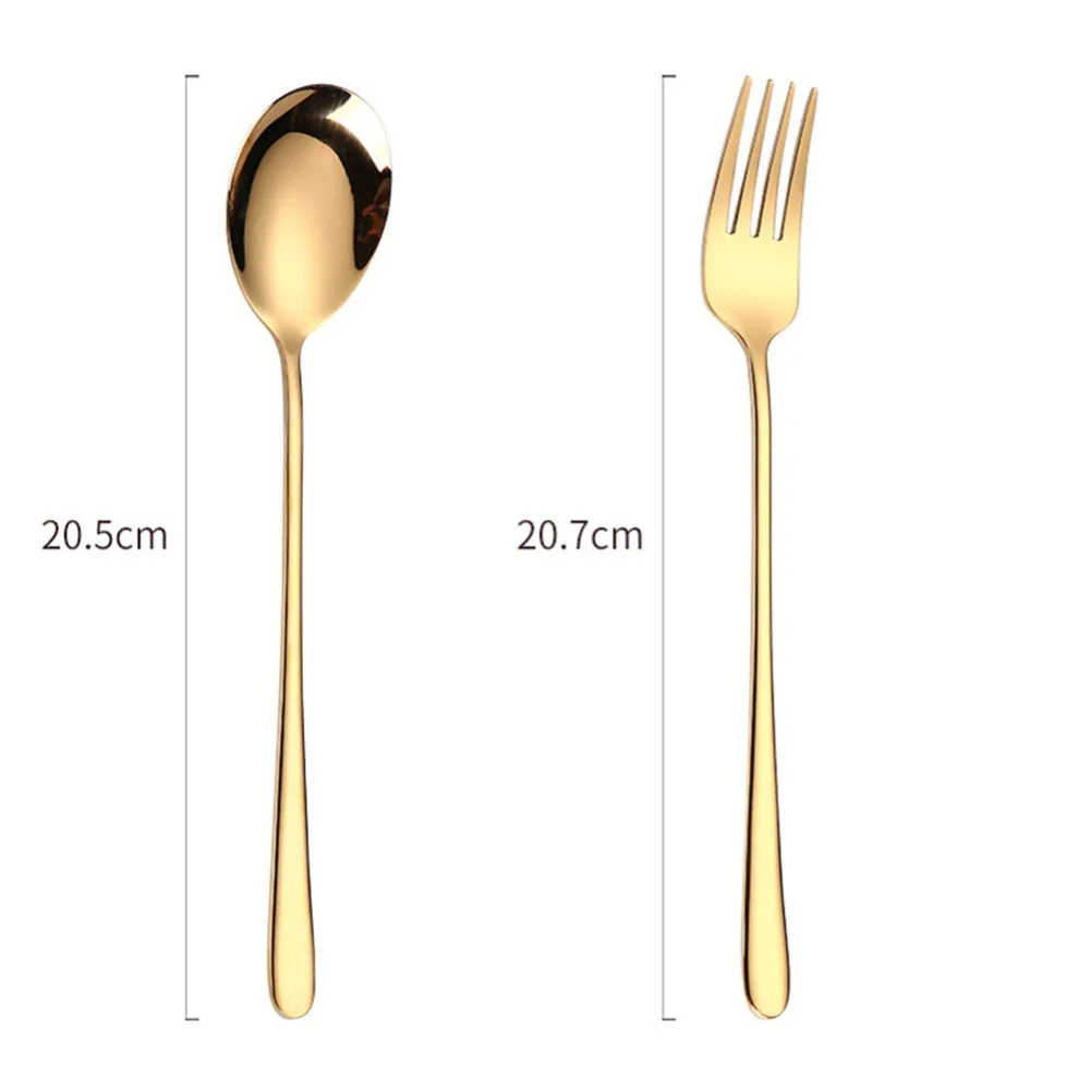 

Durable Stainless Steel Spoons Forks With Long Handle Ice Cream Coffee Tea Spoons Noodles Spaghetti Fork Home Kitchen Tableware