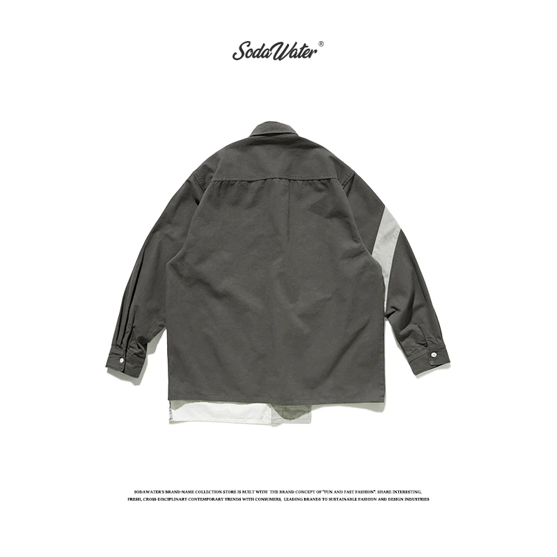 Мужская рубашка SODAWATER с длинным рукавом принтом в виде букв 2019|Повседневные