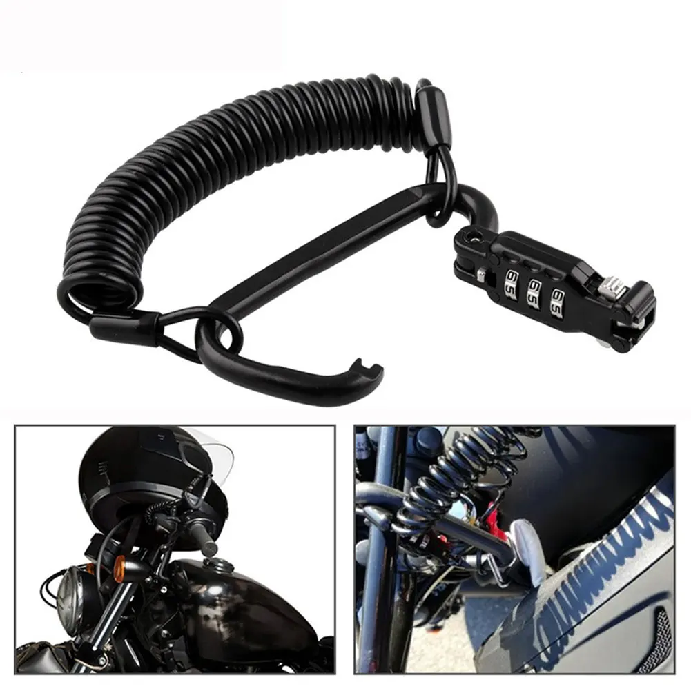 

Scooter Bicycle Cycling Universal Carabiner Safety Anti Theft Spring Cable Motorcycle Helmet Lock Digit Combination Accessories