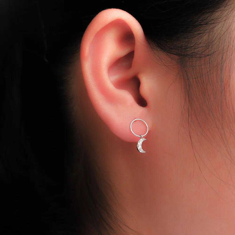 Женские сережки гвоздики Trusta 100% Серебро 925 пробы асимметричный полый Круглый