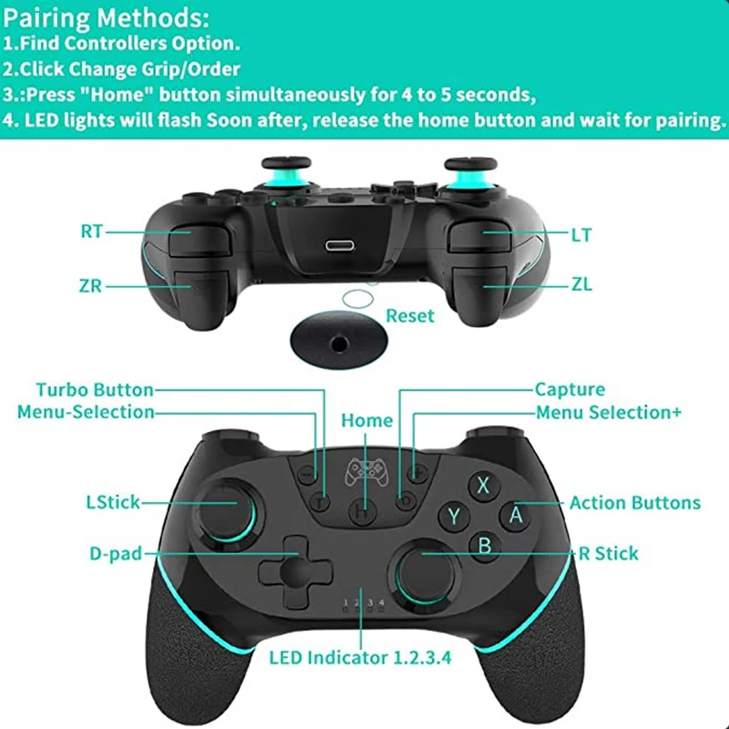 

2020 Wireless Bluetooth Pro Gamepad for NS-Switch NS Switch Console Wireless Gamepad Video Game USB Joystick Controller Control