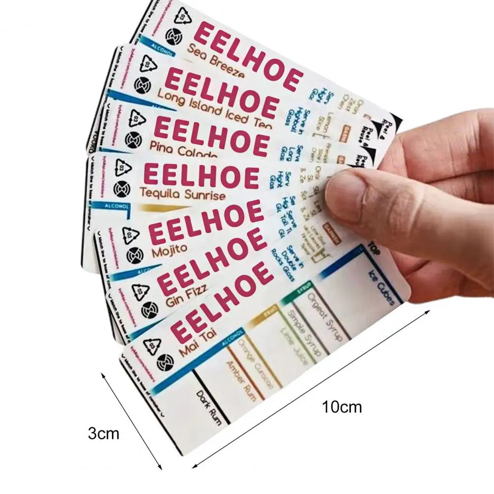 

7Pcs Recipe Sticker Adhesive Waterproof PVC Convenient Kitchen Measuring Clear Scale Peel Chart for Cocktail Shaker