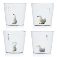 cute duck transparent glass mugs coffee mug milk tea office cups drinkware the best birthday gift for friends