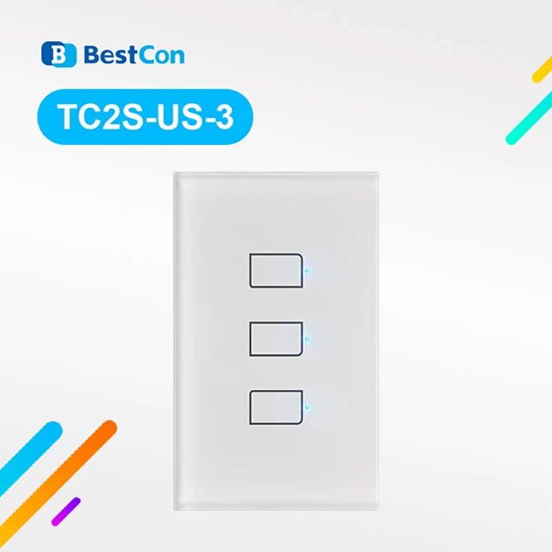 

BroadLink Bestcon TC2S-US-3gang US version Single Live Smart Wall Light Touch Switch works with Alexa and Google assistant