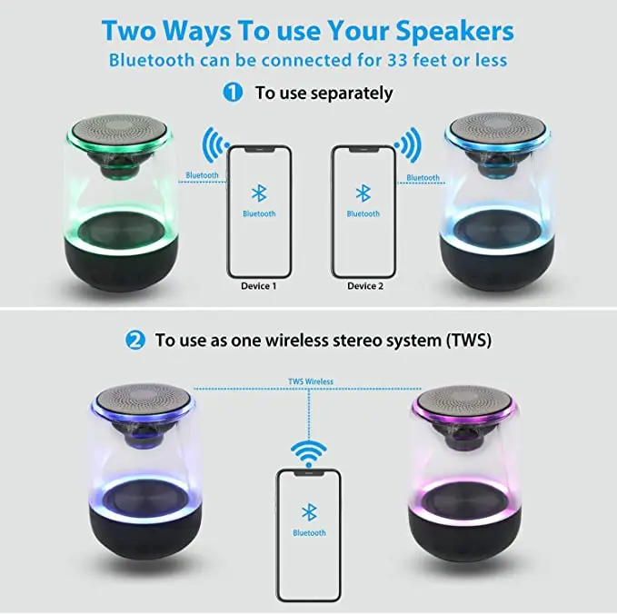 Портативный Bluetooth колонки Танцы светодиодный свет Беспроводной стерео