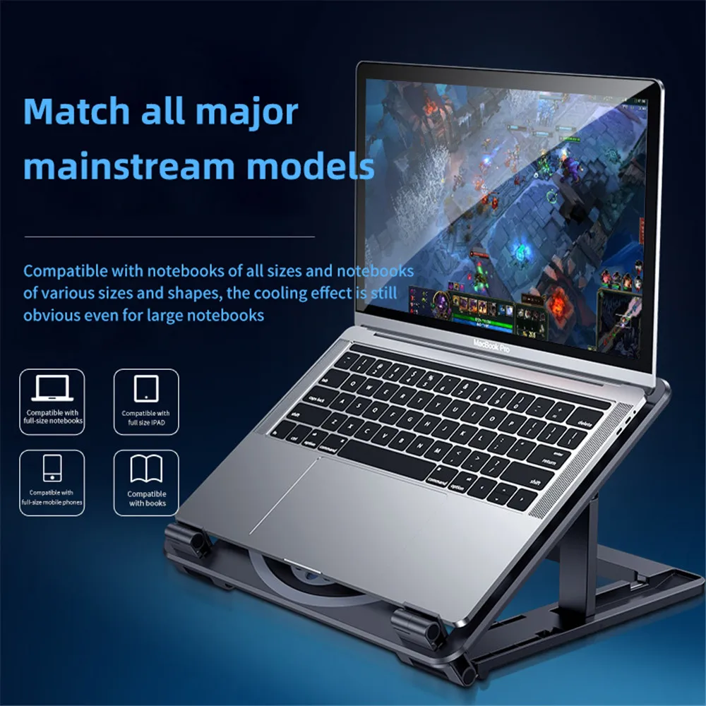 

LOVEBAY TS04 Laptop Desk Dual Cooling Fan Notebook Computer Stand Foldable USB Rack Holder Tablet Bracket Holder Support Black