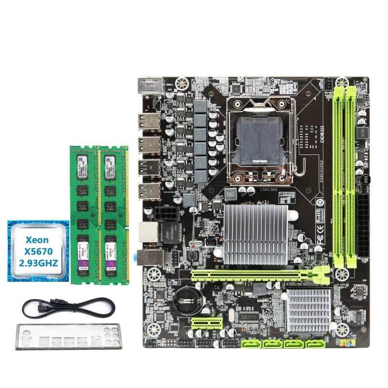 X58 настольная материнская плата LGA 1366 M-ATX с 16 Гб оперативной памяти(2*8 ГБ) с Intel Xeon X5670