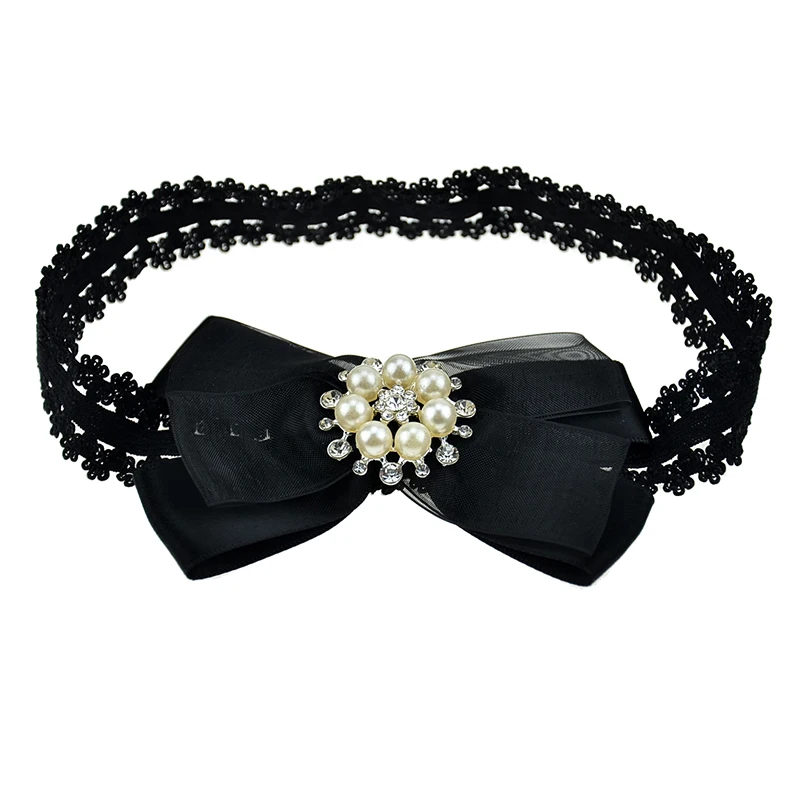 Блестящая жемчужина с бантом для маленьких девочек Повязка на голову дня