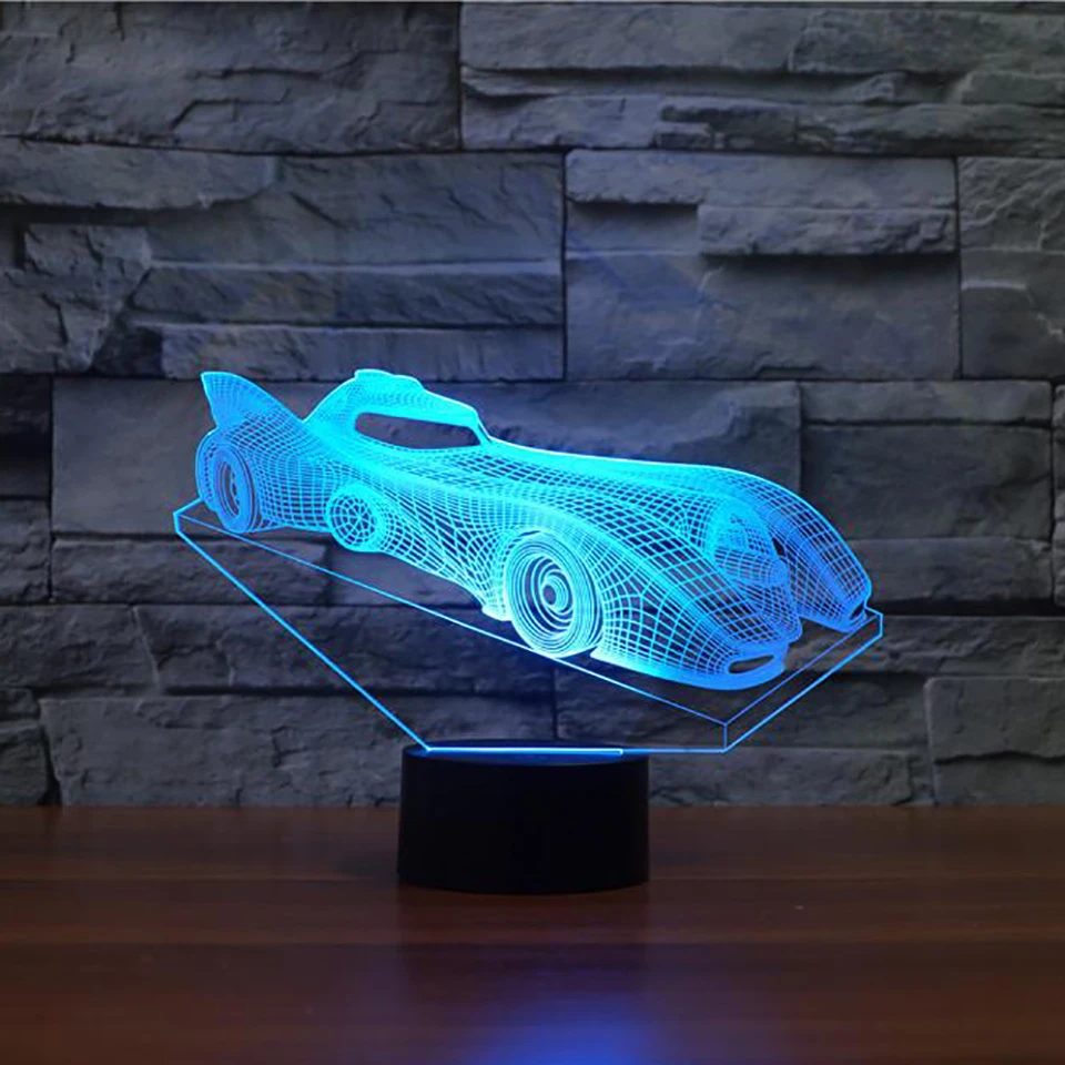 

Super Sports Car 3D LED RGB Night Light 7 Color Change Desk Light Action Figures 2904 Kids Home Christmas Toys