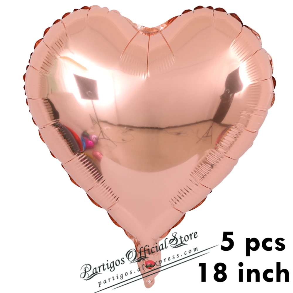 5pcs 18inch heart 1 компл. 4D розовое золото свадебные украшения, воздушные шары из фольги металлические блестящие звезды глобусы День Рождения Декор поставки баллоны с гелием - Цвет: 5pcs 18inch heart